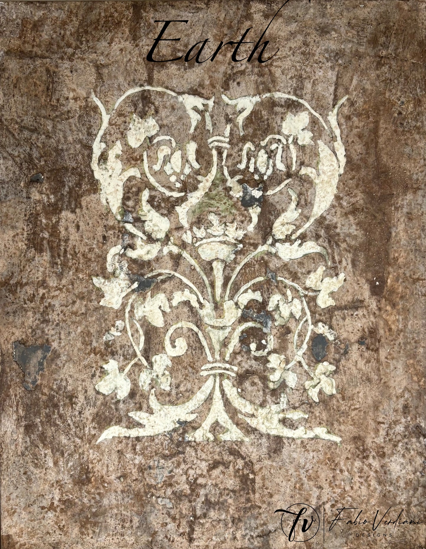 Set of distressed patina hand painted boards (11x14) inspired by The Four Elements - casein on gesso
