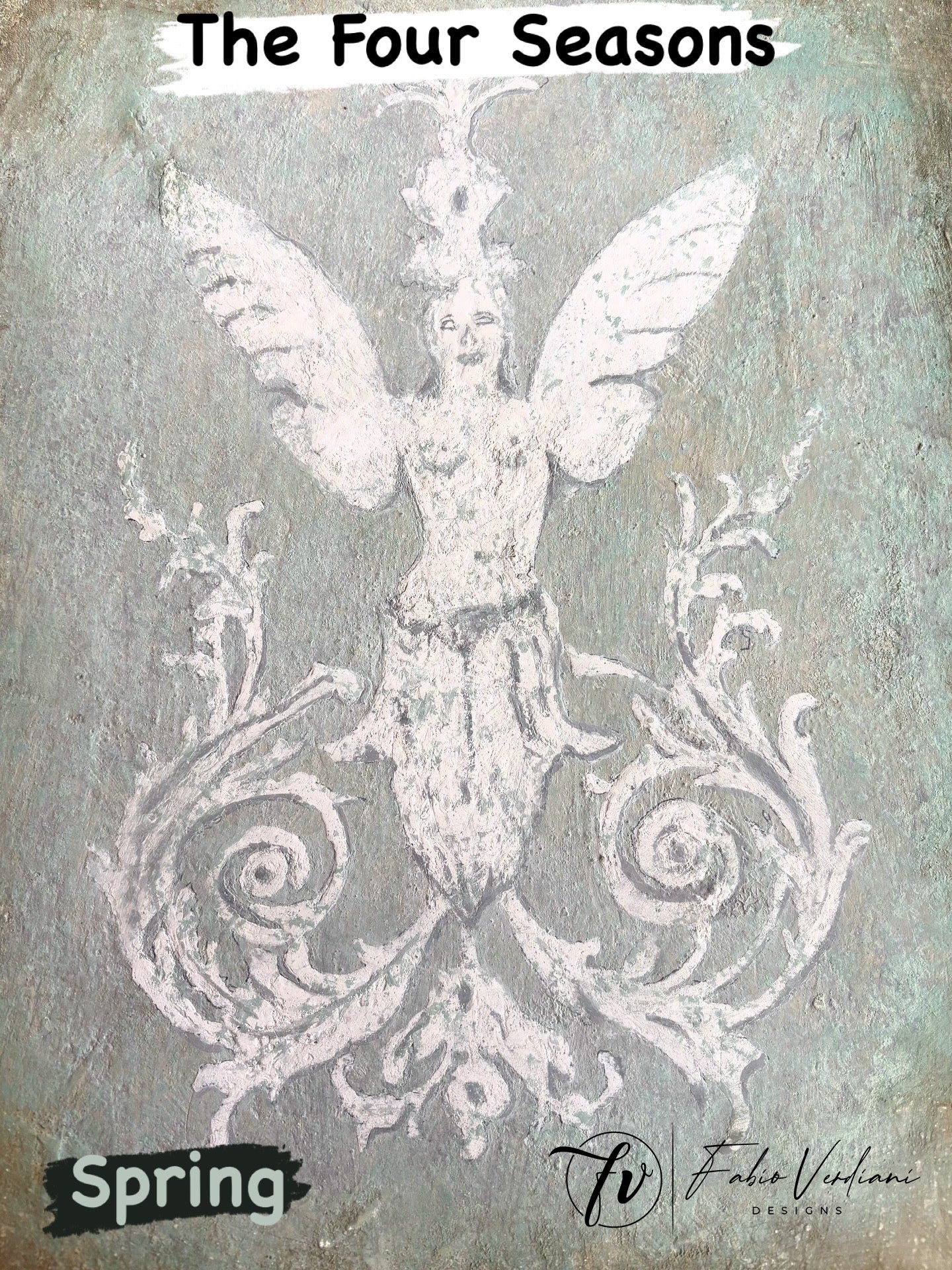 Set of distressed patina hand painted boards (11x14) inspired by The Four Elements - casein on gesso (Copy)