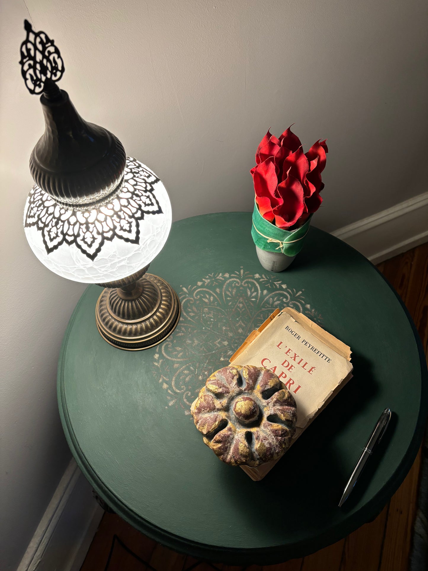 Wood Paper Weights – Set of 2, Distressed Blue/Silver and Red/Gold Milk Paint