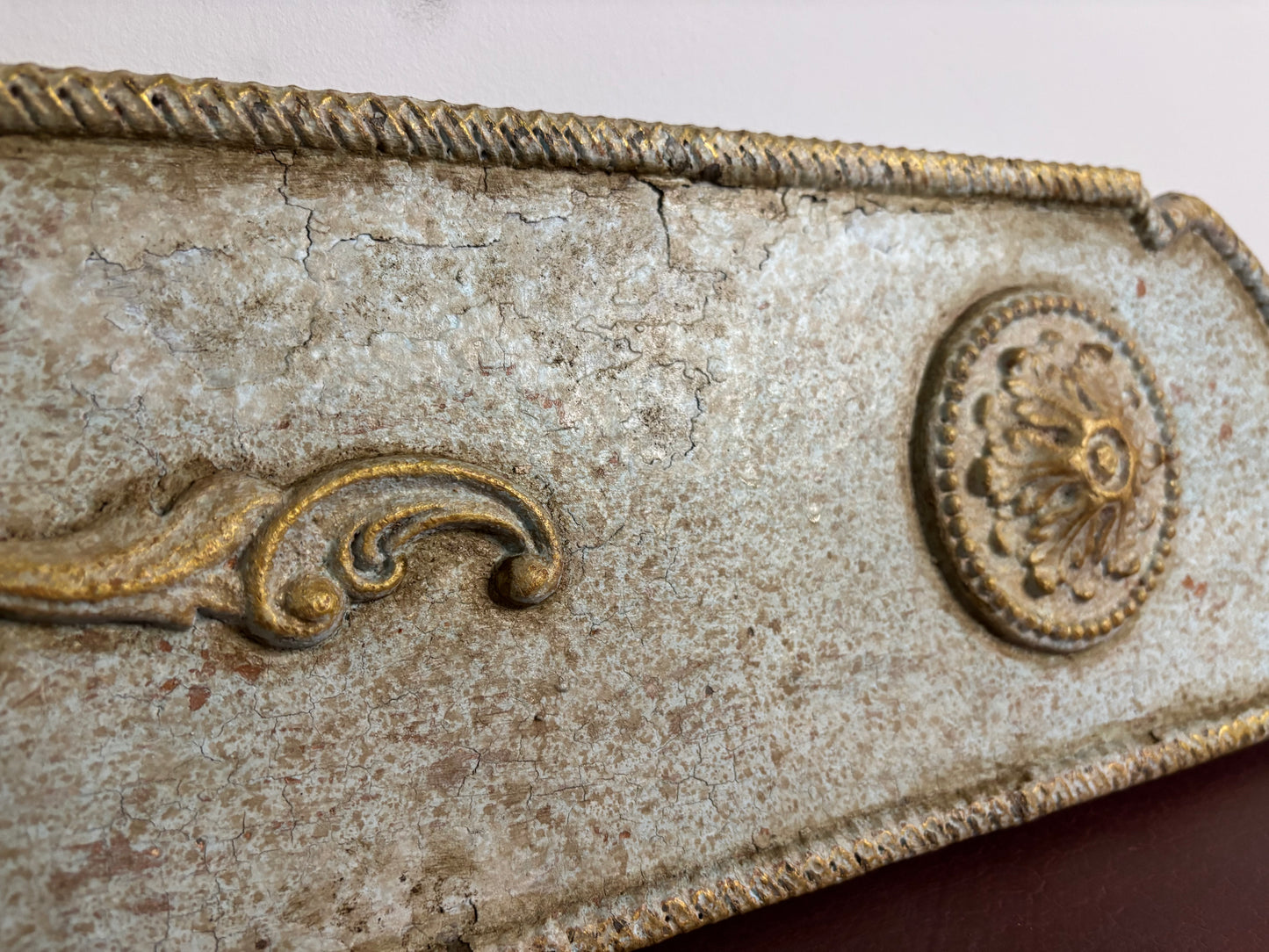 Gustavian Blue decorative accent in Patina Toscana with gold trims