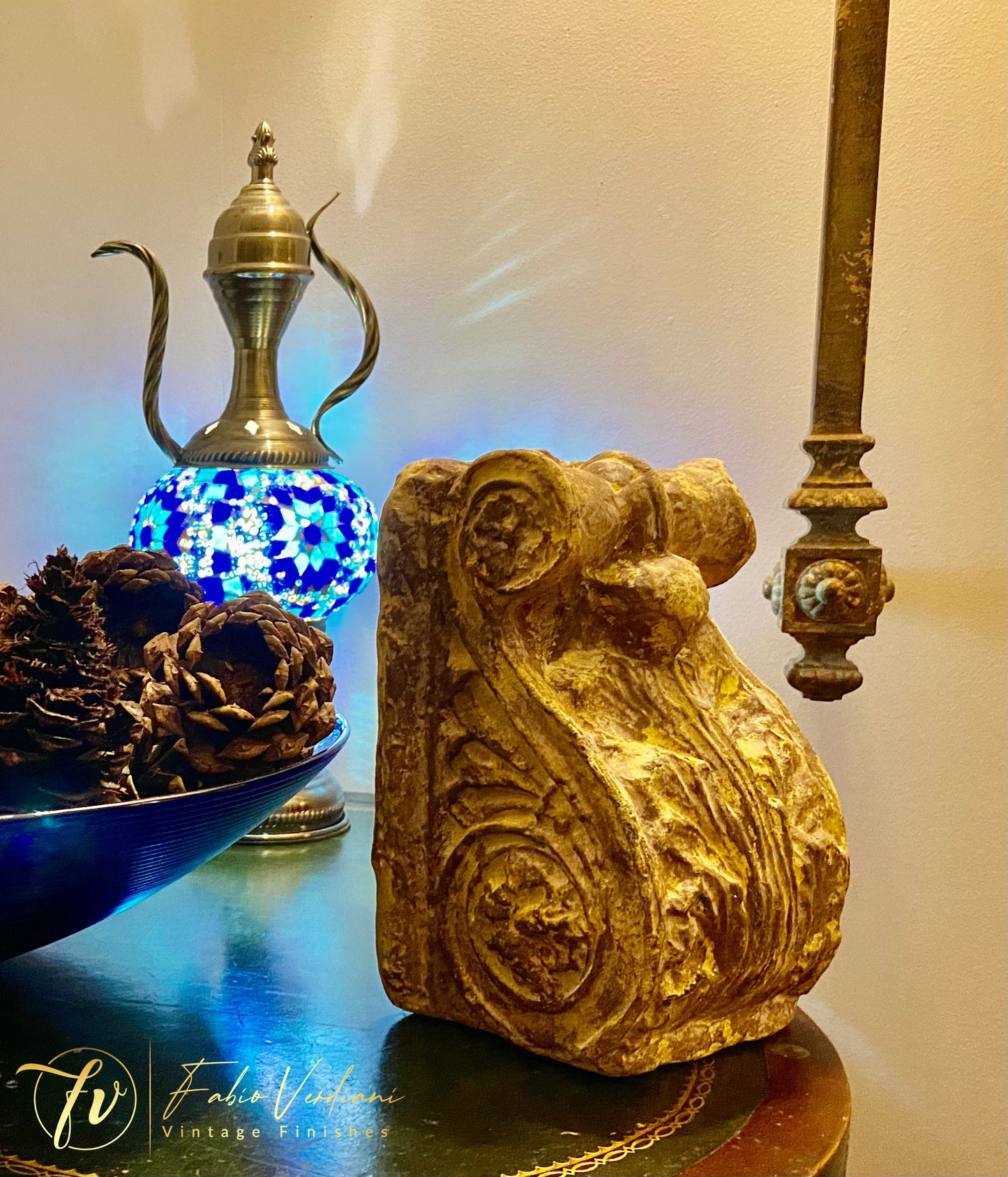 Distressed Mustard Milk Paint Wood Corbel Bookend