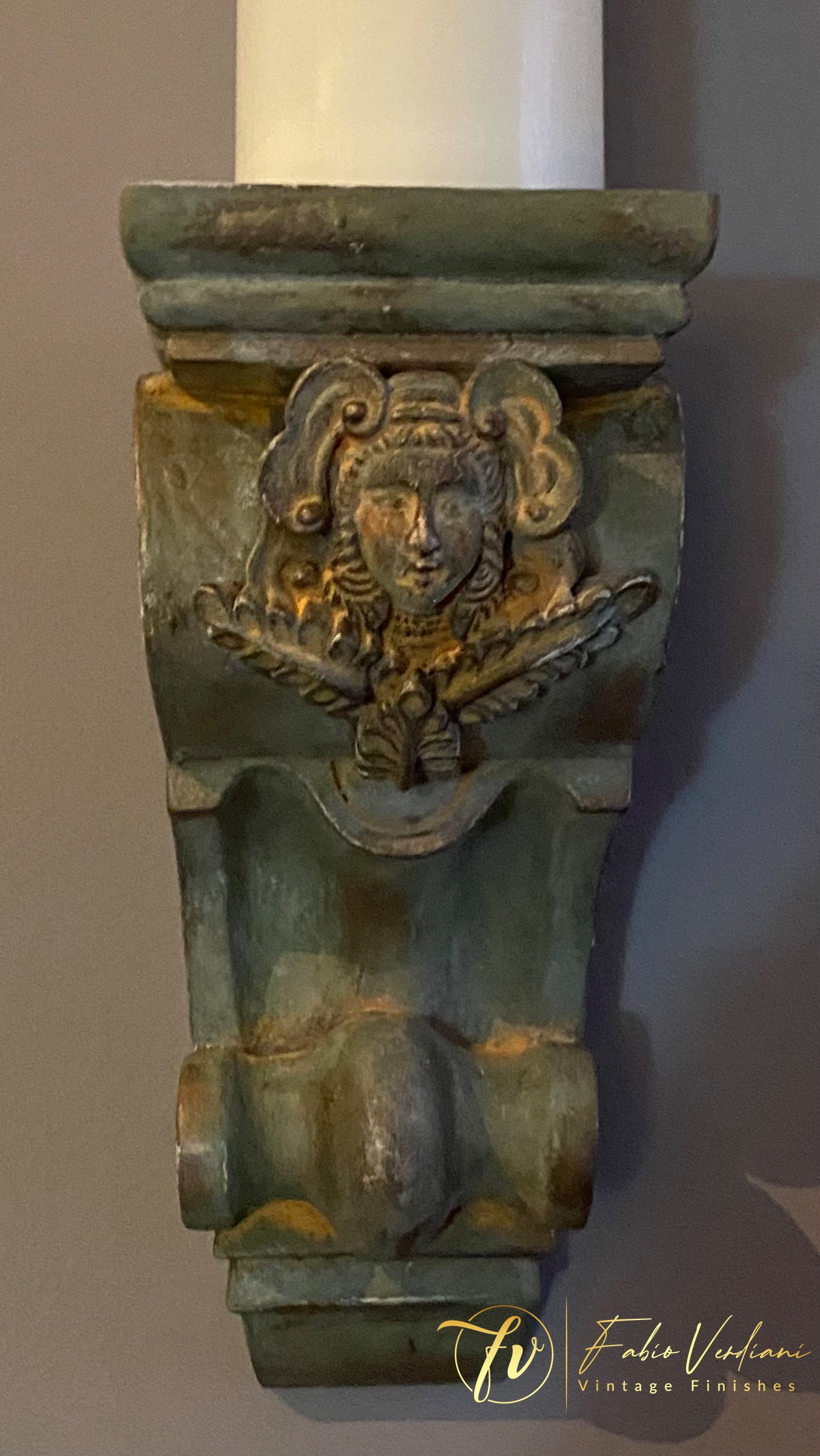 Distressed Faux Metal and Bronze Wax Corbel Brackets – Set of 2