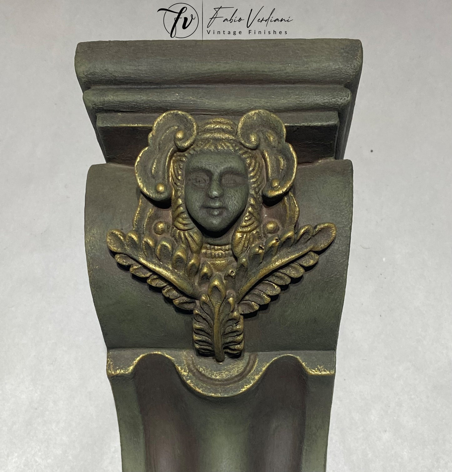 Corbel pair, gothic distressed Faux Metal and Bronze Wax