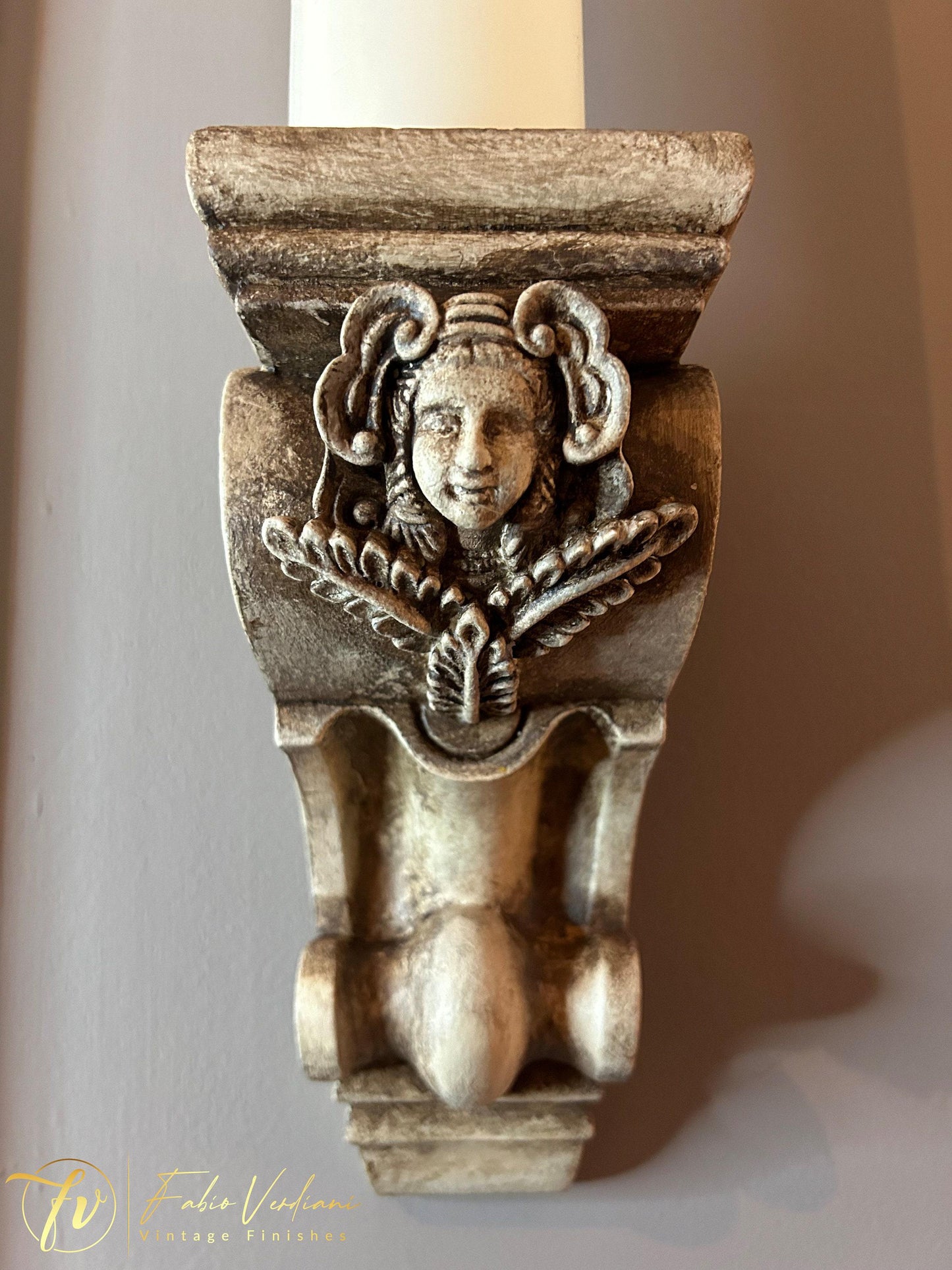 Corbel pair, distressed Faux Ivory