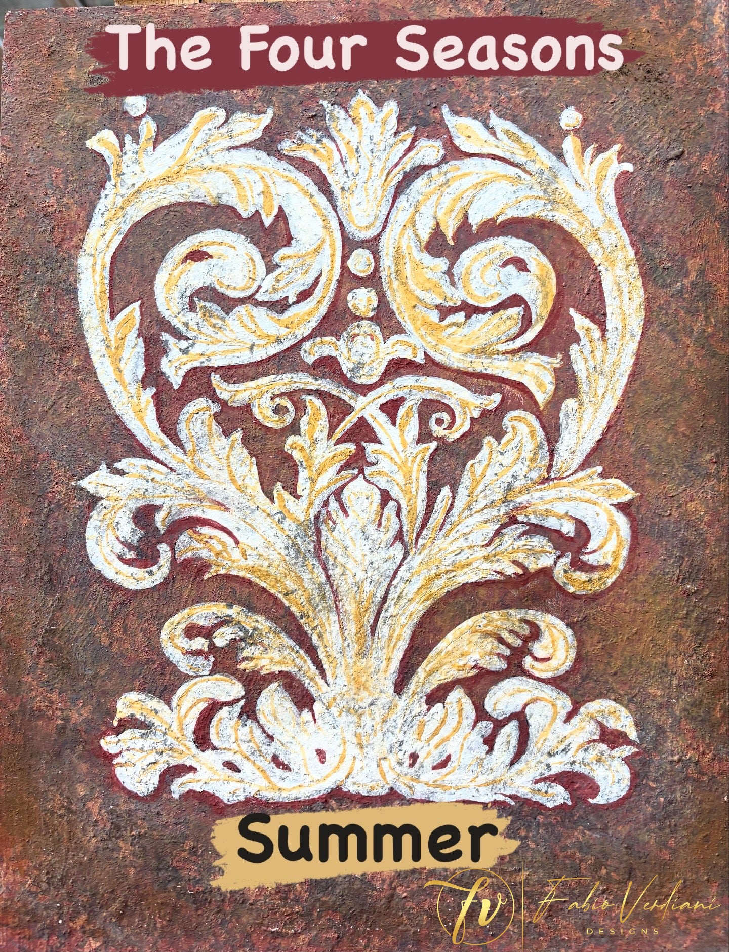 Set of distressed patina hand painted boards (11x14) inspired by The Four Elements - casein on gesso (Copy)
