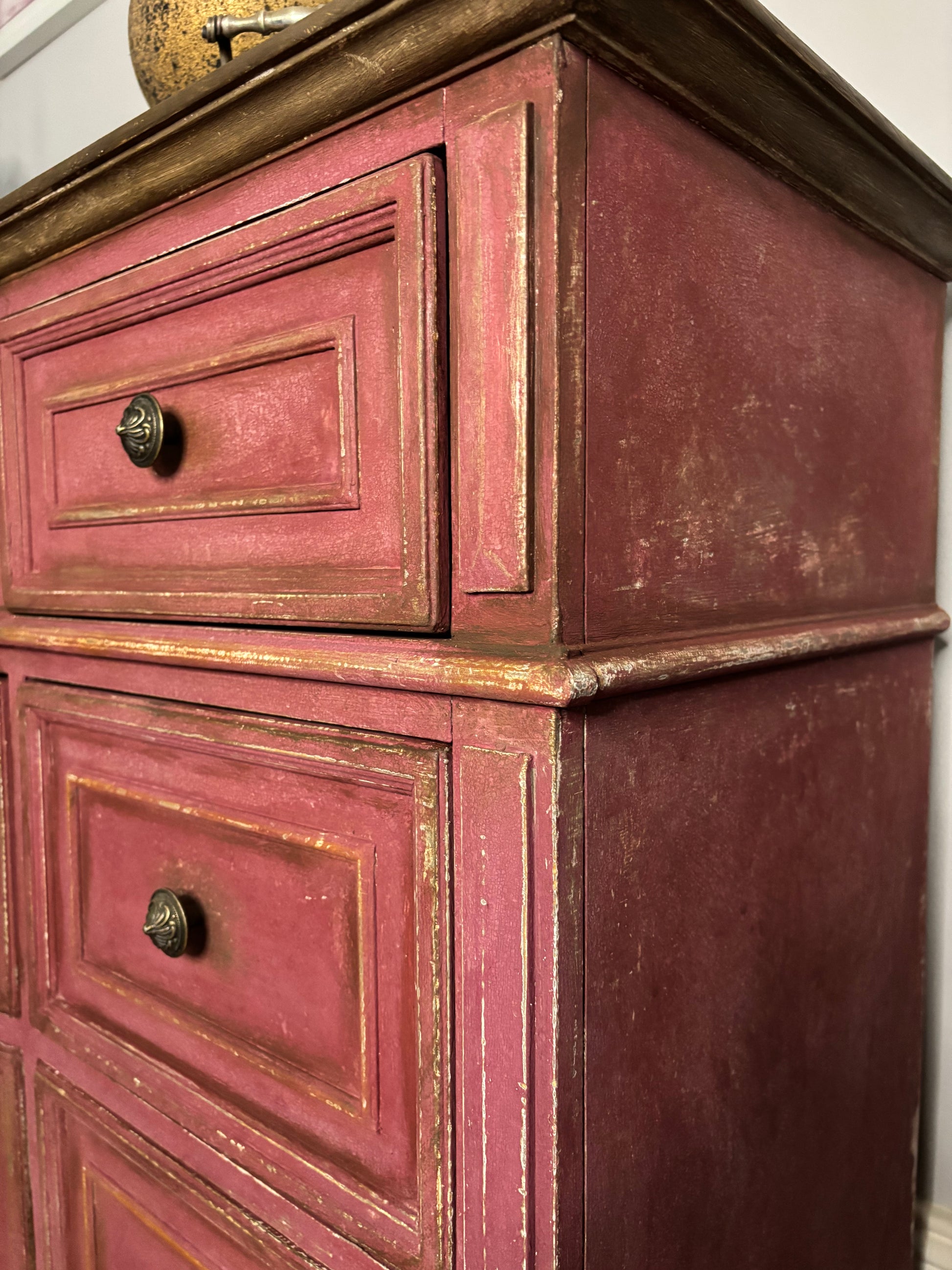 Large Dresser- Burgundy and Dark Brown, distressed, Patina Toscana – Fabio Verdiani Designs Large Dresser- Burgundy and Dark Brown, distressed, Patina Toscana – Fabio Verdiani Designs