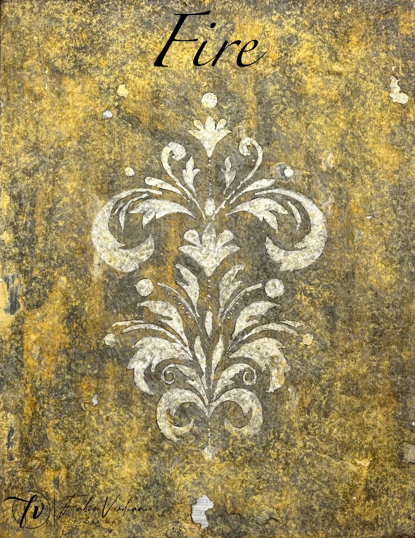 Set of distressed patina hand painted boards (11x14) inspired by The Four Elements - casein on gesso