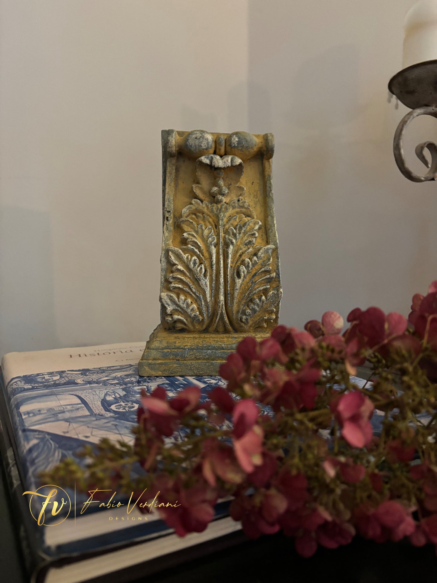 Blue and Mustard Distressed Decorative Corbel