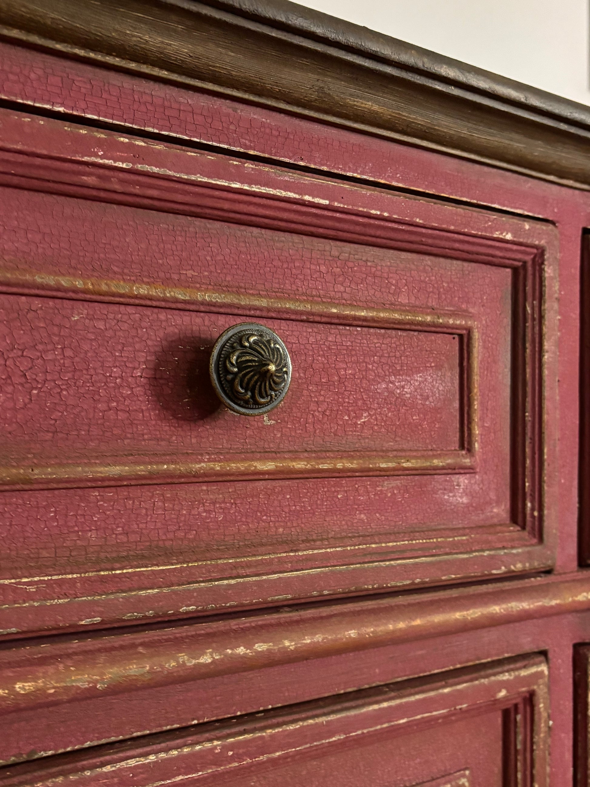 Large Dresser- Burgundy and Dark Brown, distressed, Patina Toscana Fabio Verdiani Designs Large Dresser- Burgundy and Dark Brown, distressed, Patina Toscana Fabio Verdiani Designs