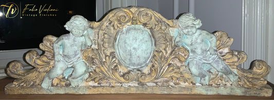 Cherubs Ornament - Distressed Verdigris and Gold Milk Paint