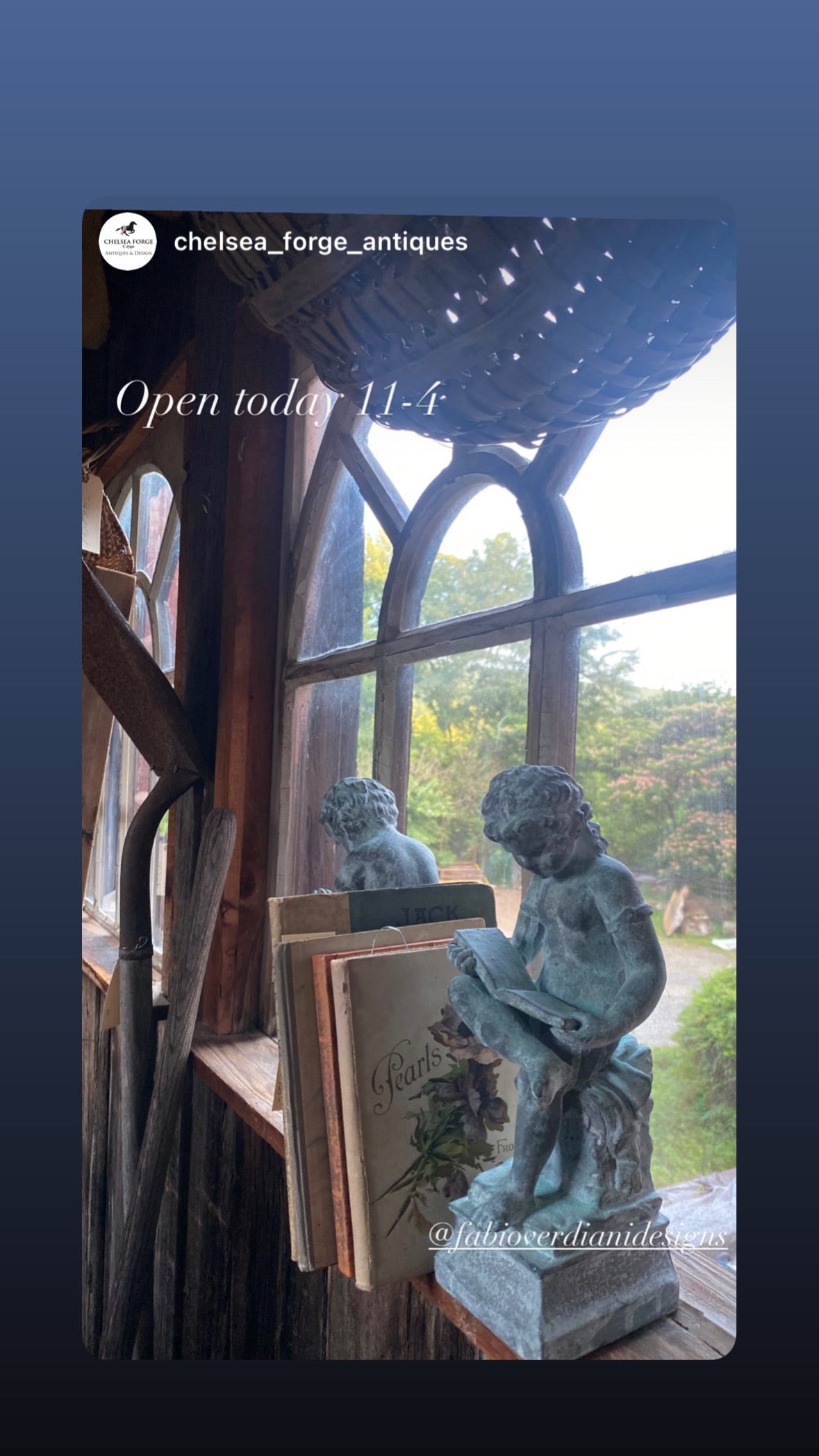 2 Small Statues of young boys reading- Slate Grey and Verdigris Milk Paint Distressed