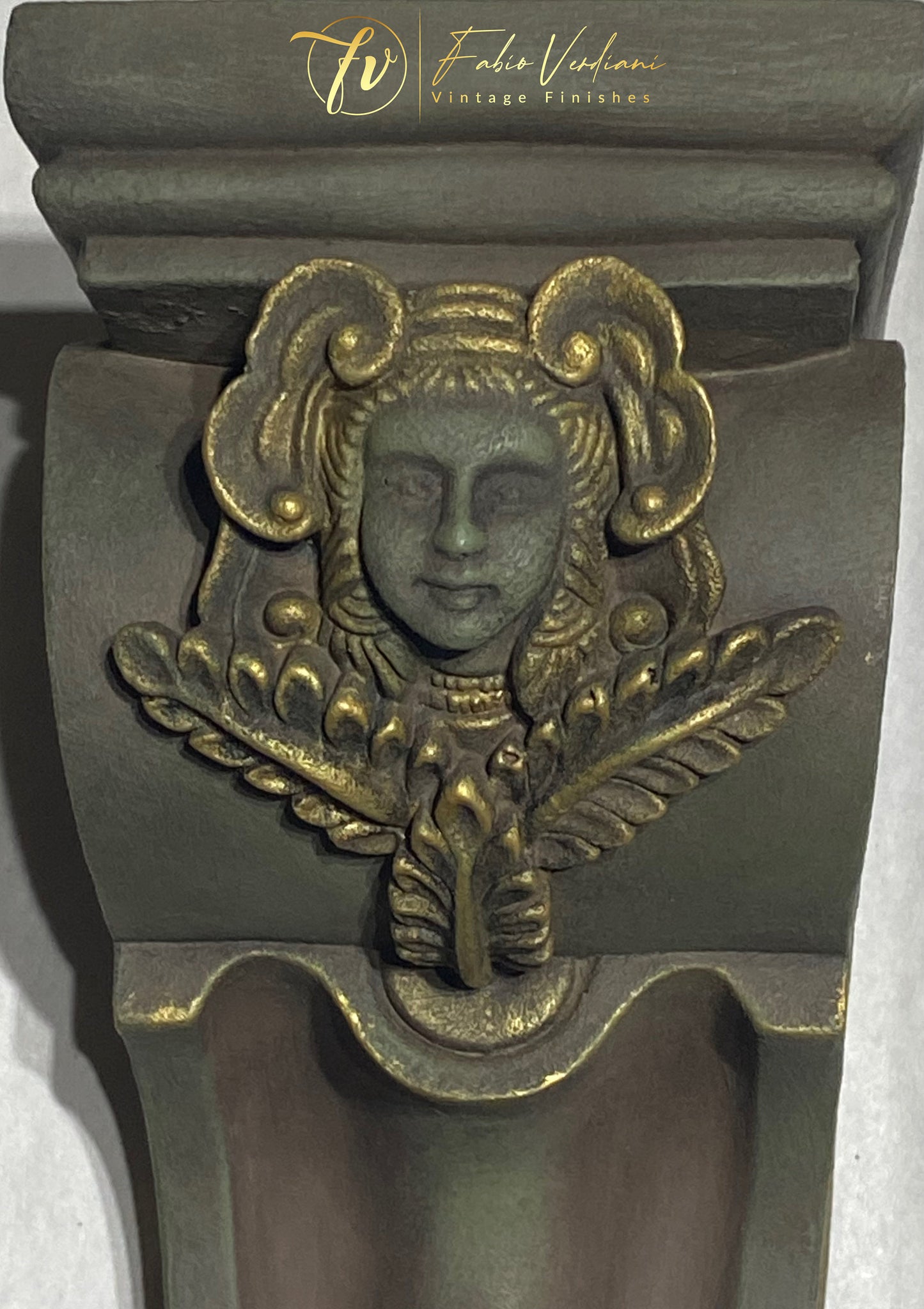 Corbel pair, gothic distressed Faux Metal and Bronze Wax