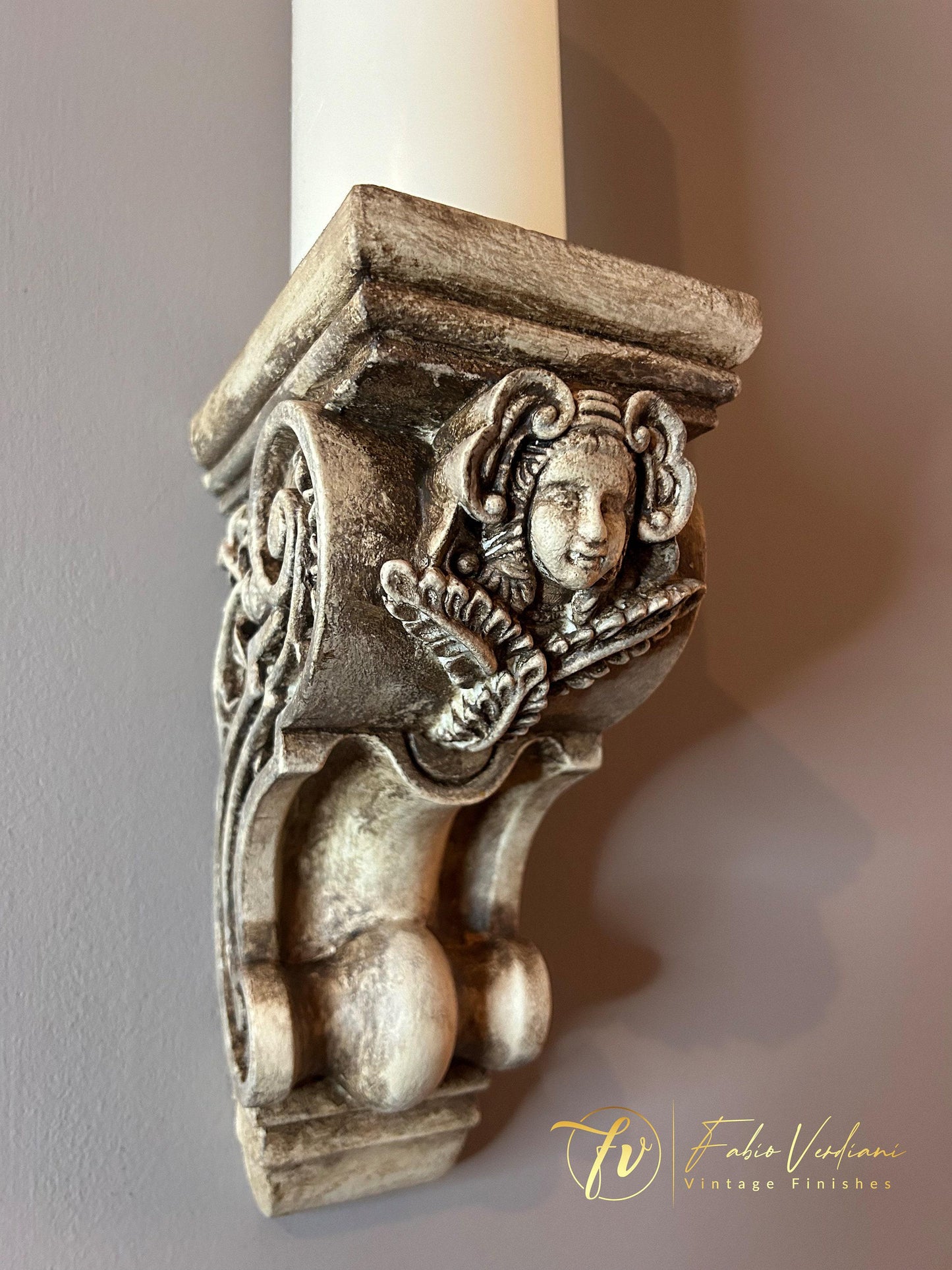 Corbel pair,  distressed Faux Ivory